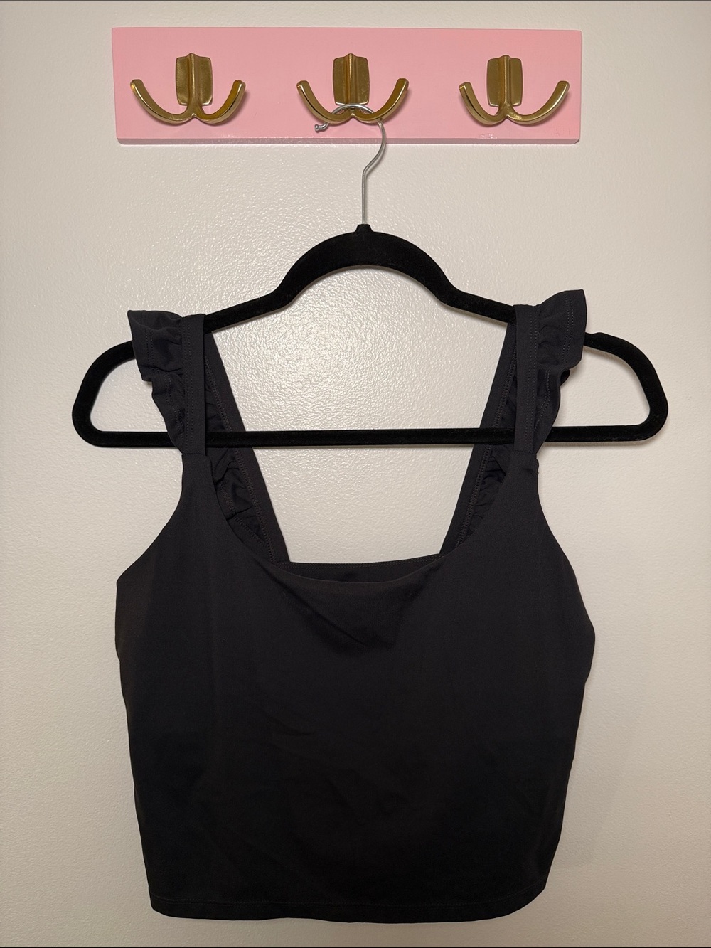 Blogilates Ruffle Strap Black Tank